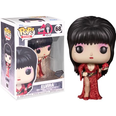 Elvira | Elvira with Heart Diamond Glitter 40th Anniversary Funko Pop! Vinyl Figure | Popcultcha