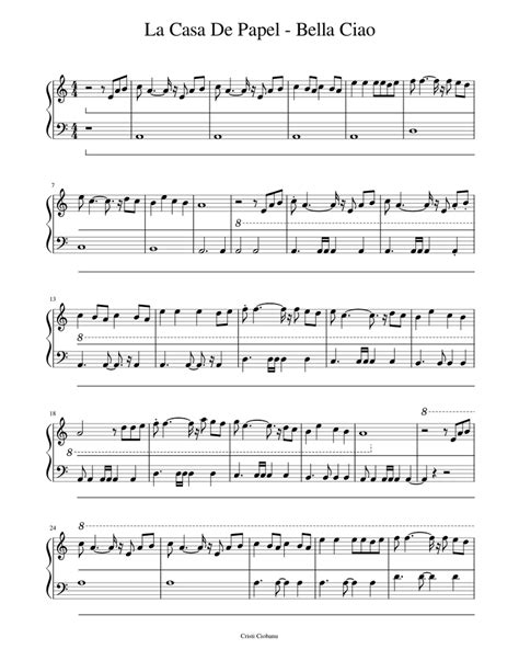 Traditional Bella Ciao Sheet Music (Piano Solo) In A Minor Download ...