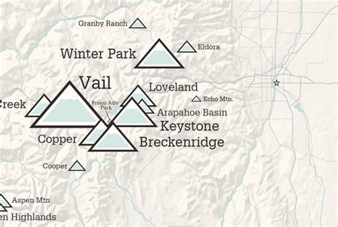 Colorado Ski Resorts Map Poster