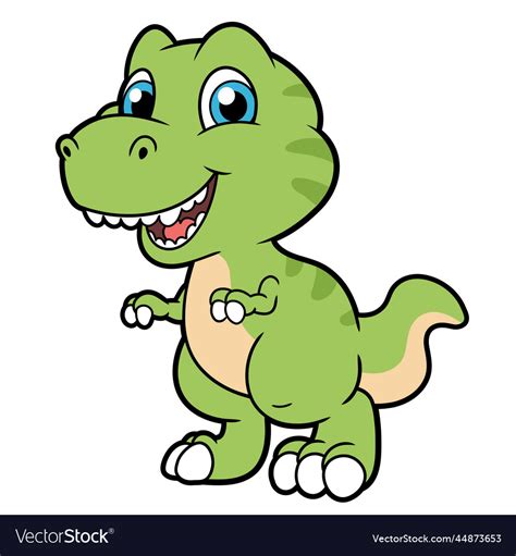 Cute baby t-rex character on white background 2 Vector Image