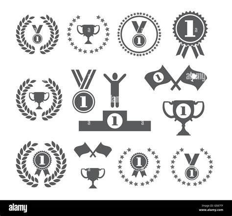 winner symbols cup podium medal flags stars vector set Stock Vector Image & Art - Alamy