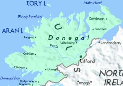 Detailed Map of County Donegal Ireland