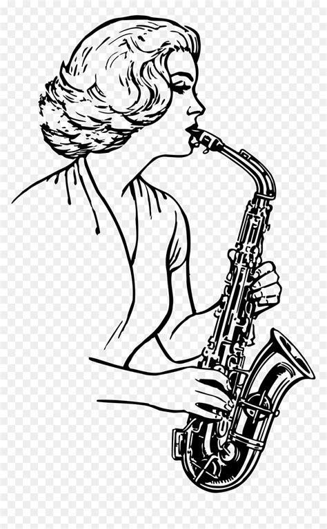 Playing Saxophone Clipart Black And White, HD Png Download - vhv