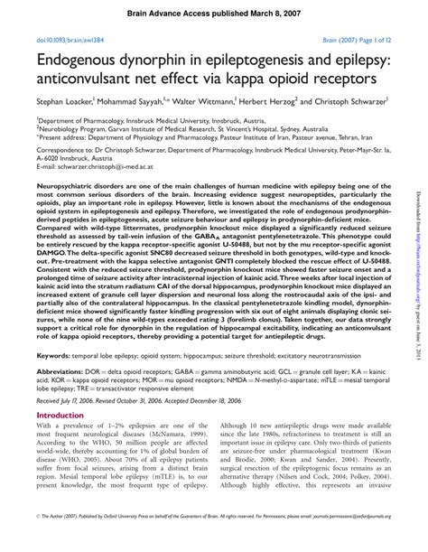 (PDF) Loacker S, Sayyah M, Wittmann W, Herzog H, Schwarzer C. Endogenous dynorphin in ...