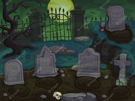 Premium Vector | Cemetery cartoon background