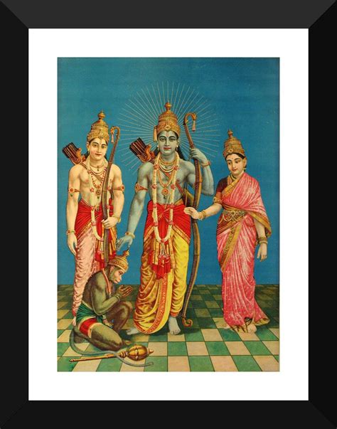 Tallenge - Raghupati Ram Laxman Sita and Hanuman - Oleograph prints by Raja Ravi Varma - Small ...