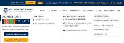 Psg College Of Arts And Science Admission 2022 Form - Admission Form