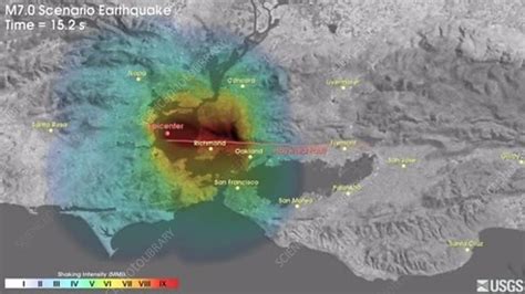 Hayward Fault earthquake, ground shaking simulation - Stock Video Clip ...