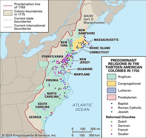 Religion map of the 13 colonies in 1750 | History&Maps | Pinterest | History and American history