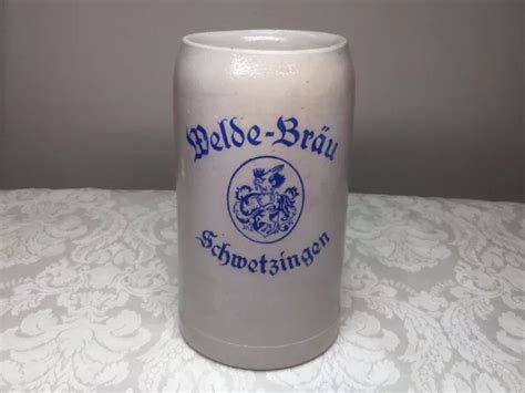 VINTAGE WELDE-BRAU SCHWETZINGEN Stoneware Beer Stein Mug 1L $75.00 - PicClick