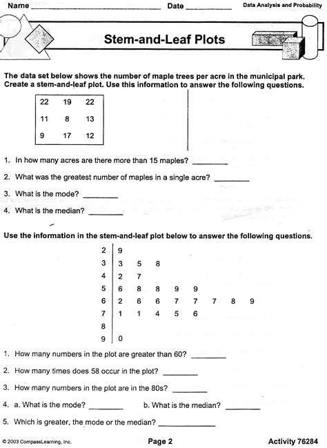 Stem And Leaf Plot Worksheets