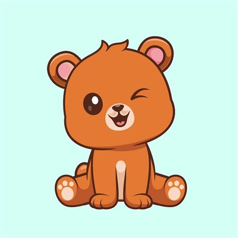 Premium Vector | Cute Bear Sitting Cartoon Vector Icon Illustration ...