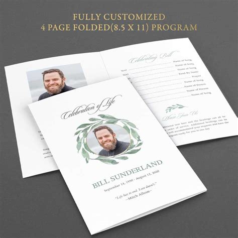 Free Bi-Fold Funeral Program Template Elegant Funeral Program ...