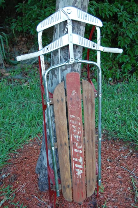 Vintage Wooden Snow Sled Happi-Time Snow Sled Antique snow