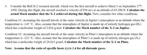 Solved 3. Consider the Bell X-2 research aircraft, which was | Chegg.com