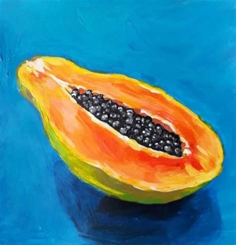 My papaya Painting | Fruit painting art, Papaya art, Food art painting