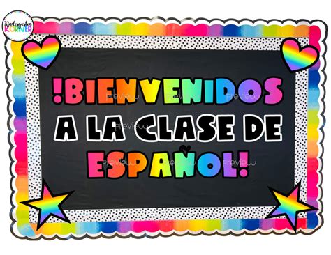 Bienvenidos a La Clase De Espanol Bulletin Board, Sign, Banner, Rainbow ...