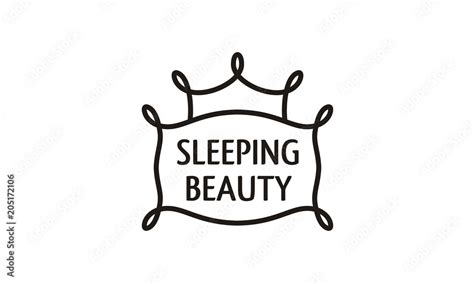 Sleeping Beauty Line Art Logo design inspiration with Crown and Pillow Stock Vector | Adobe Stock