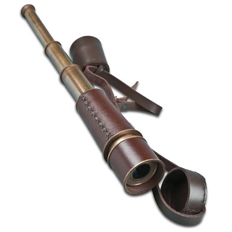 Brass Spyglass Telescope w Leather Strap & Cover | Historic Personal Gear