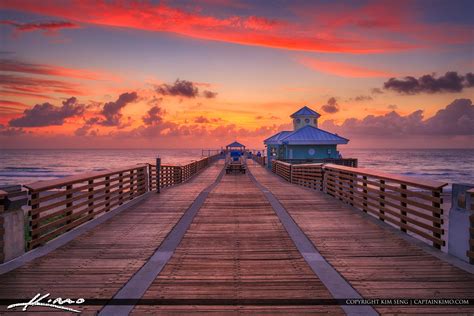 Juno Beach Pier Sunrise Pink Sky Atlantic Ocean | HDR Photography by ...