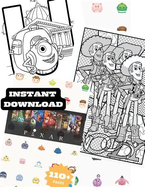 110 Pages PIXAR: Coloring Book Compilation Great for ALL - Etsy