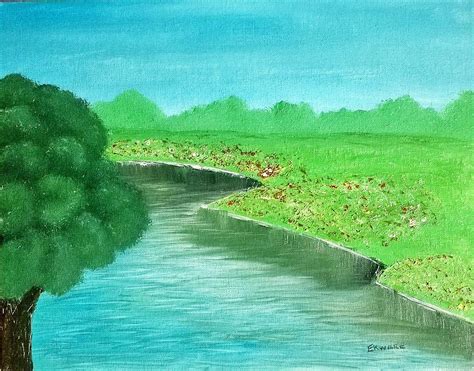 Green Pastures And Still Waters Painting by Stephanie Ekwere