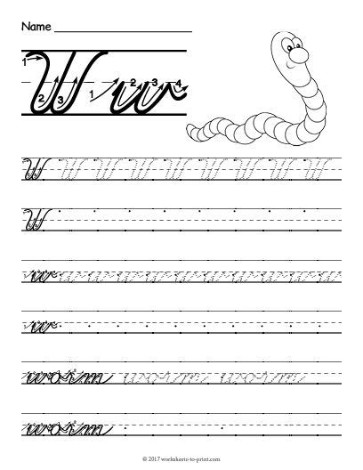 Free Printable Cursive W Worksheet | Cursive writing worksheets, Teaching cursive, Cursive ...