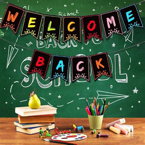 Welcome Back Banner For Classroom Decorations, Welcome Bulletin Board Banner Welcome Chalkboard ...