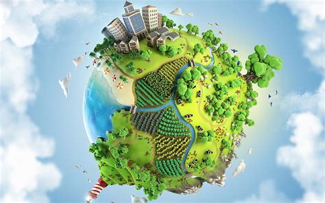 3d Earth, 3D art, Earth with 3D landscape, Earth, ecology, Globe 3D ...