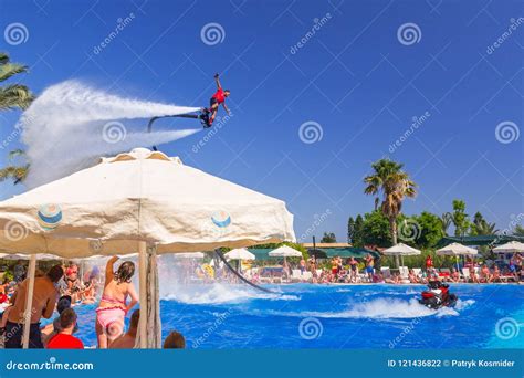 Flyboard Show at the Pool of TT Pegasos World Hotel in Turkey ...