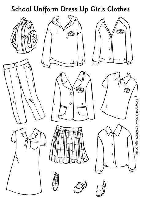 School Uniform Paper Dolls Girls Clothes