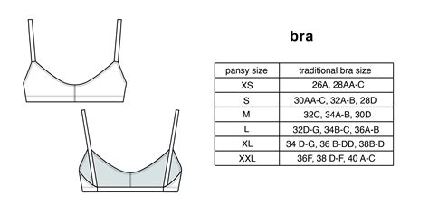 BRA SIZE CHART — PANSY