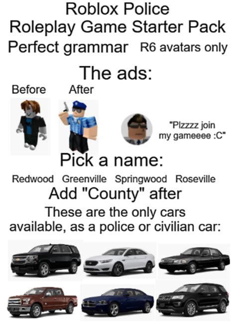 Roblox Police Roleplay Game Starter Pack | /r/starterpacks | Starter Packs | Know Your Meme