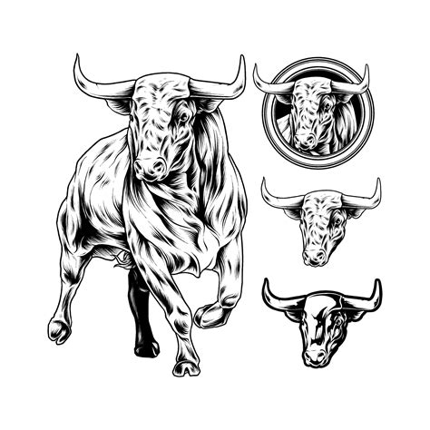 BLACK AND WHITE BULL 24314688 Vector Art at Vecteezy