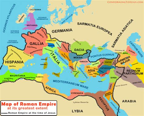 Map of Roman Empire at the Time of Jesus & at its greatest extent