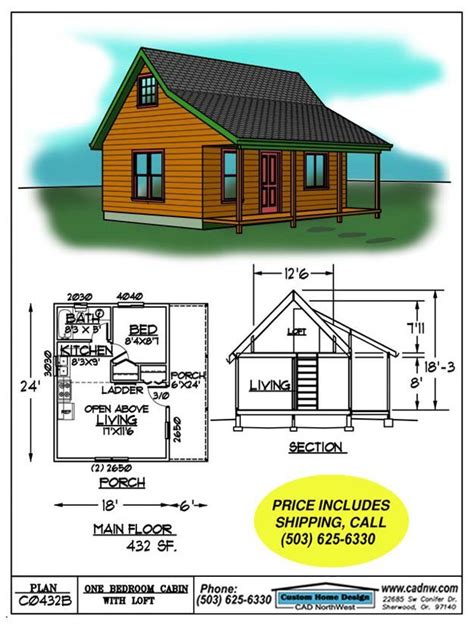 Small Cabin Floor Plans | C0432B Cabin Plan Details (With images ...