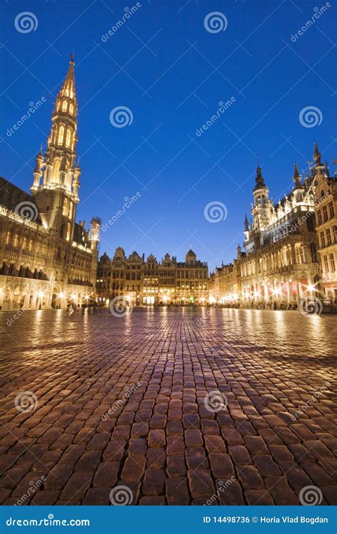 Grand Place from Brussels, Belgium by Night Stock Photo - Image of ...