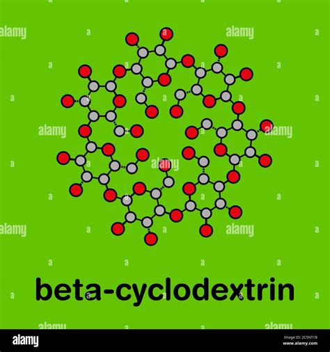 Beta-cyclodextrin molecule. Used in pharmaceuticals, food, deodorizing ...