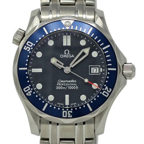 Omega Seamaster Midsize Steel Blue Wave Quartz 2 Year Warranty #I2328 ...