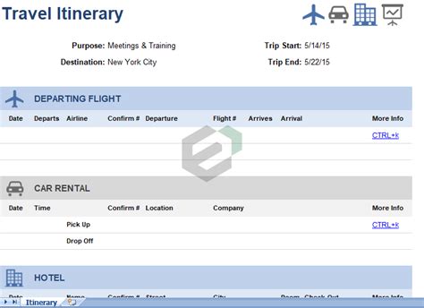 Download Printable Travel Itineraries and Budget Sheet in Excel