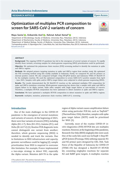 (PDF) Optimization of multiplex PCR composition to screen for SARS-CoV ...