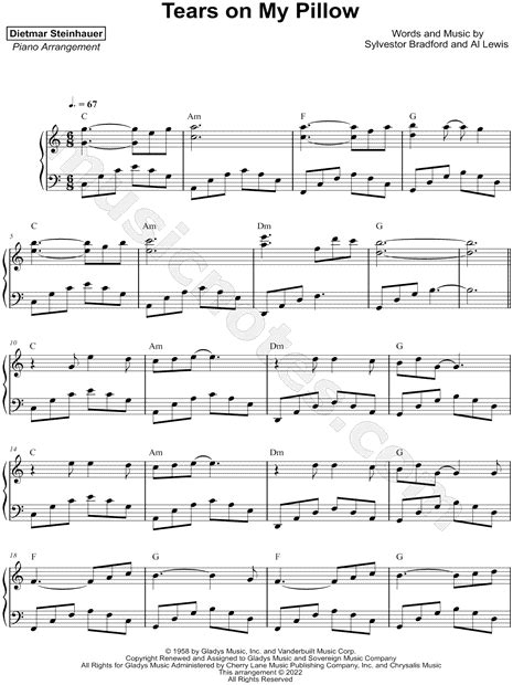 Dietmar Steinhauer "Tears on My Pillow" Sheet Music (Piano Solo) in C ...