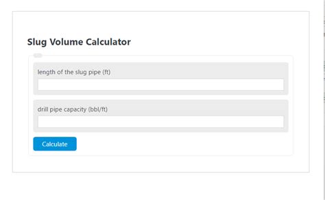 Slug Volume Calculator - Calculator Academy