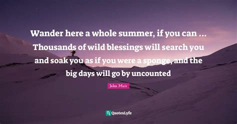 Wander here a whole summer, if you can ... Thousands of wild blessings... Quote by John Muir ...