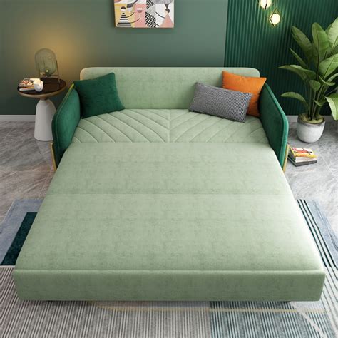 Full Sleeper Sofa Green Upholstered Convertible Sofa