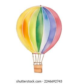 Rainbow Hot Air Balloon Hand Drawn Stock Vector (Royalty Free) 2246692743 | Shutterstock