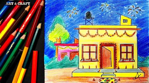 How to draw diwali festival | Easy draw tihar drawing | bhai tika | bhai dooj | @kbnepali9173 ...