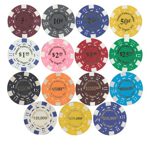 11.5gram Desert Palace Casino Poker Chip in various denominations Set