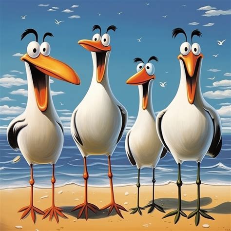 Funny Cartoon Seagull Art Print Free Stock Photo - Public Domain Pictures
