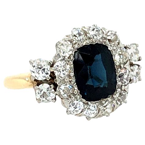 Antique Sapphire Diamond Engagement Ring at 1stDibs